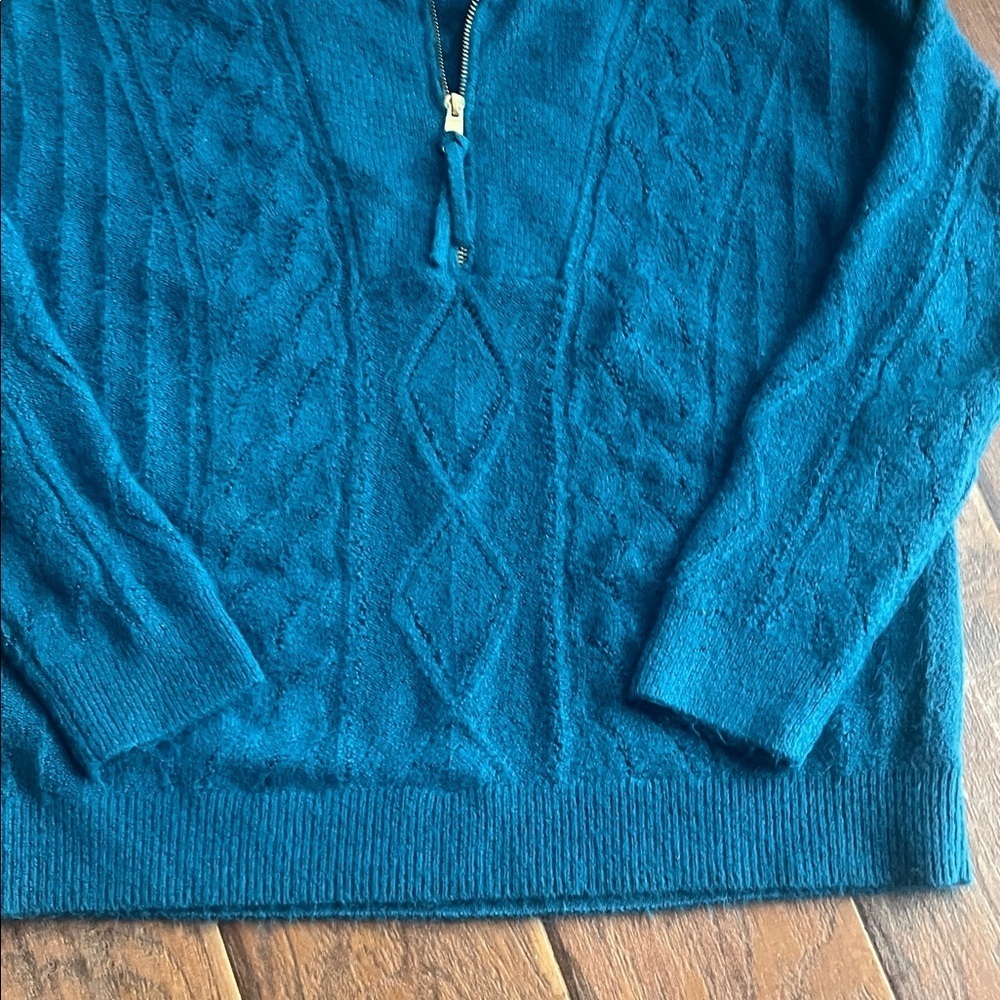 Talbots Turquoise Cable Knit Sweater - Picture 6 of 10